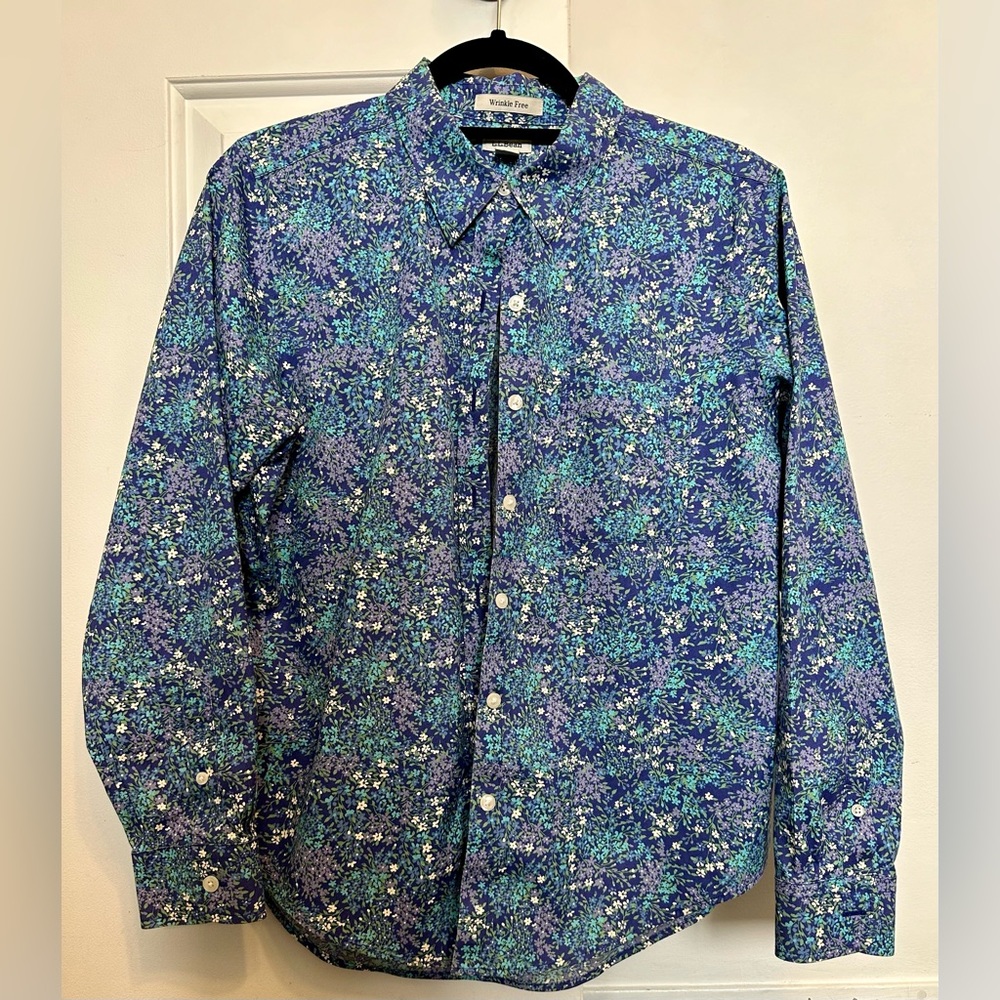 Periwinkle Lavender Petite Small L.L. Bean Wrinkle Free Collared Shirt